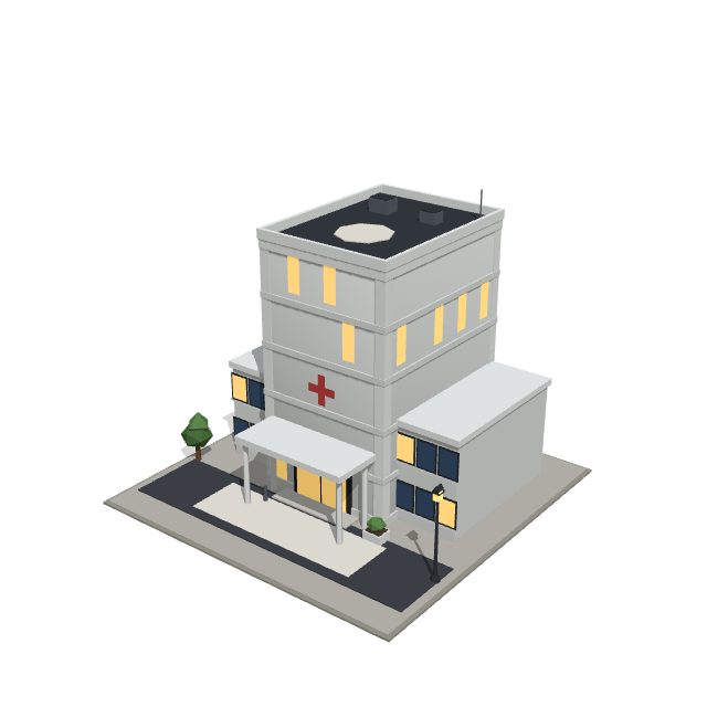 Harborlight Hospital low-poly 3D model preview