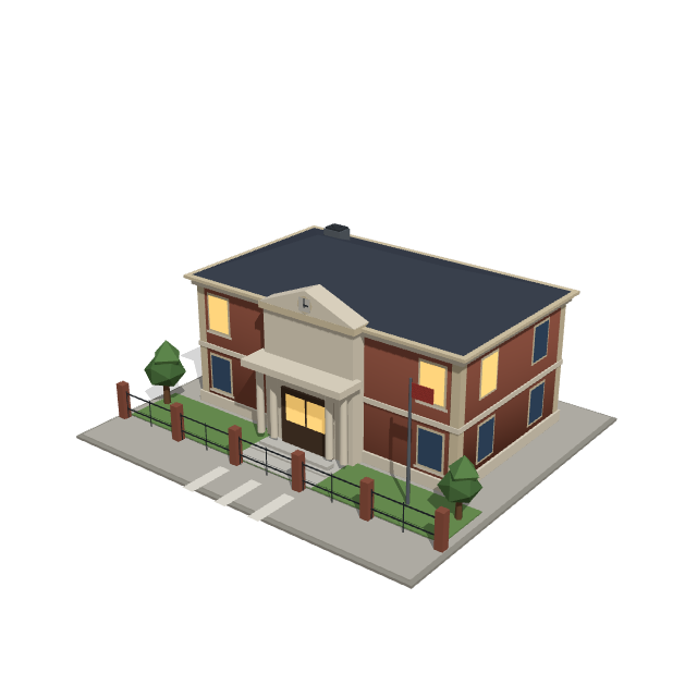 Willowbrook School low-poly 3D model preview