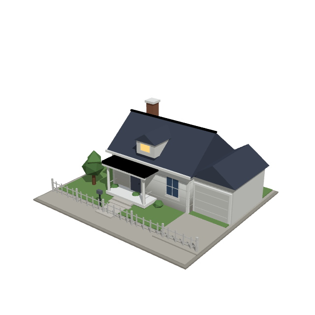Sunbeam Cottage low-poly 3D model preview